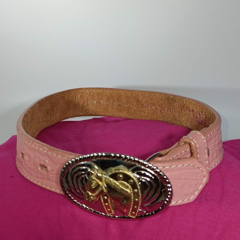 LEATHER  LITTLE GIRLS PINK HORSE BELT
